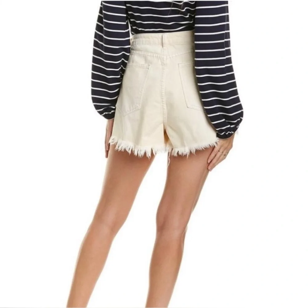 NWOT Women’s WeWoreWhat high waist bf fit cream fringe cutoff denim shorts sz 29 - Picture 2 of 10